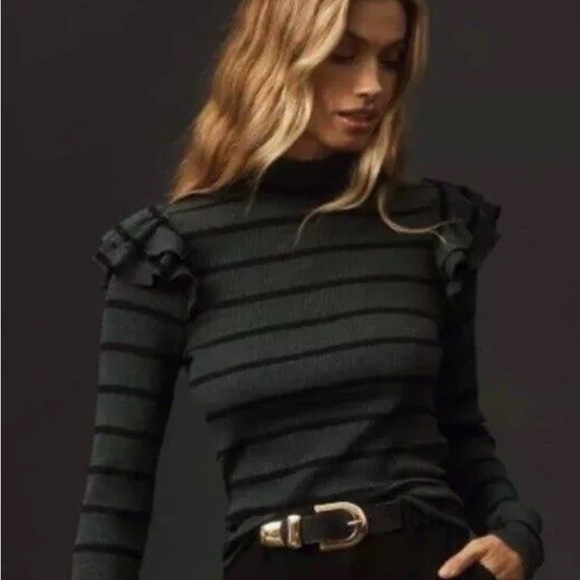 NWT Chic Striped Black and Gray Sweater by Anthropologie 
Size Small - Picture 2 of 5